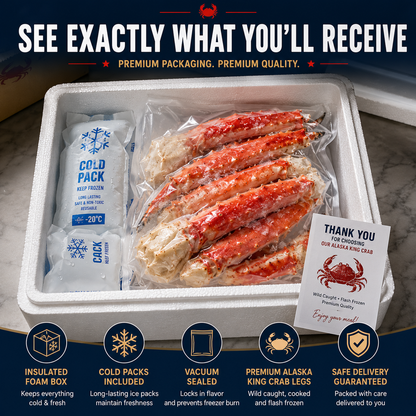 Premium Alaskan King Crab Legs | Shipped with Dry Ice | Fresh From Ocean to Table