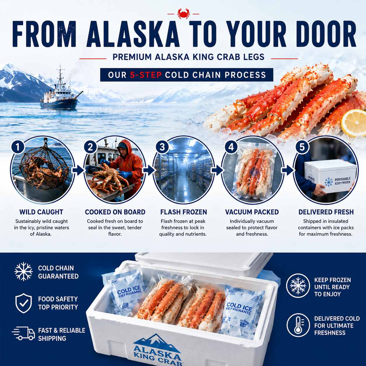 Premium Alaskan King Crab Legs | Shipped with Dry Ice | Fresh From Ocean to Table