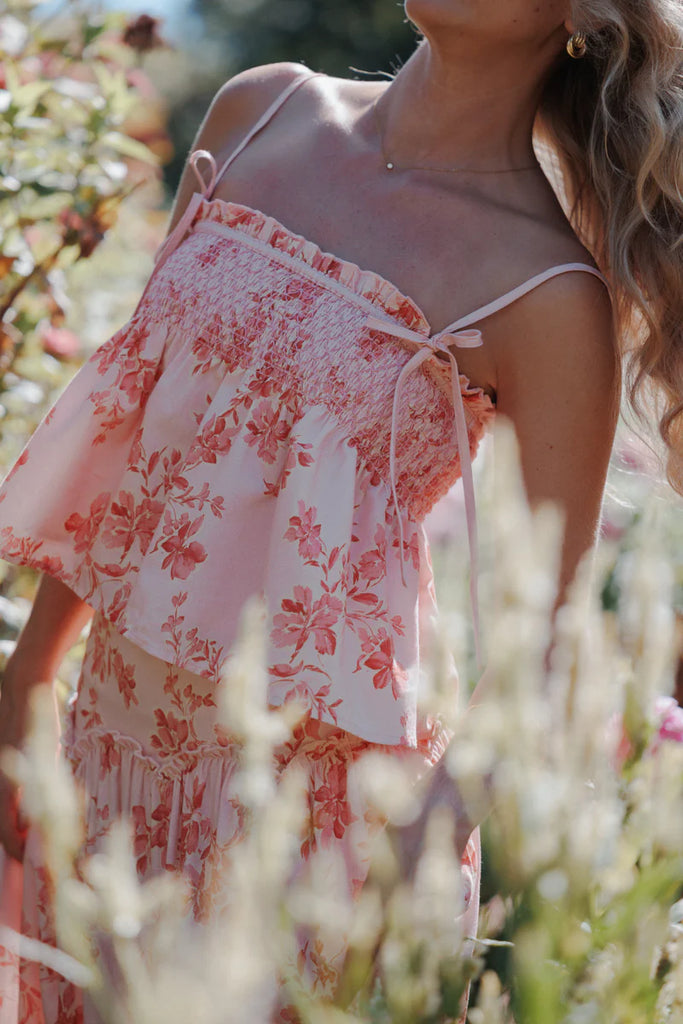 Baby Doll Top in Rose Pink Floral